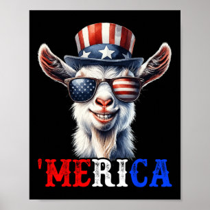 Poster Merica Chèvre Patriotique 4 juillet Drôle Enfants