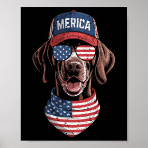 Poster Merica Gsp Dog 4 juillet Us American Flag Usa Pa