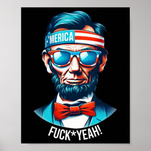 Poster Merica Ouais Abraham Lincoln 4 juillet