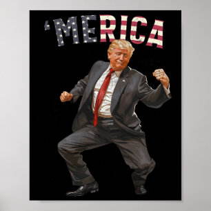 Poster Merica Trump 4 juillet heureux Trump Drapeau améri