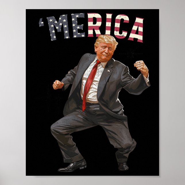 Poster Merica Trump 4 juillet heureux Trump Drapeau améri (Devant)