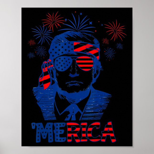 Poster Merica Trump 4 juillet heureux Trump Drapeau améri (Devant)