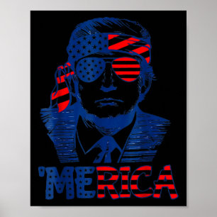 Poster Merica Trump 4 juillet heureux Trump Drapeau améri