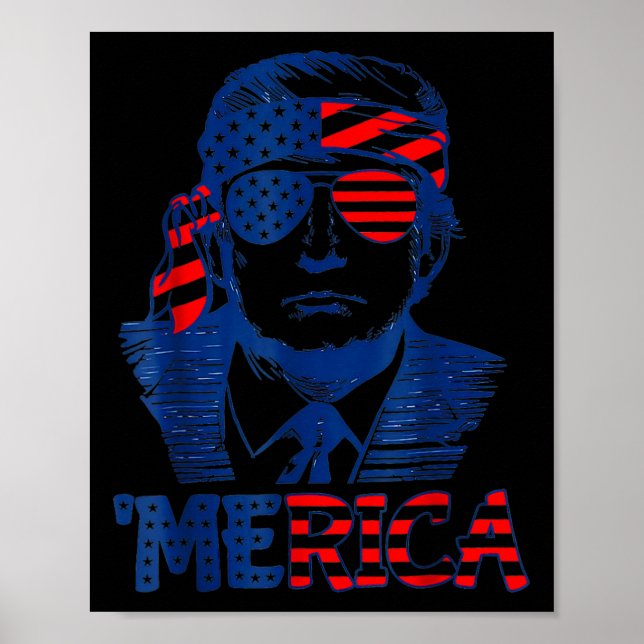 Poster Merica Trump 4 juillet heureux Trump Drapeau améri (Devant)