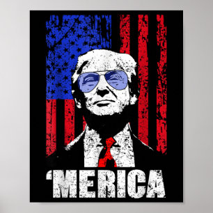 Poster Merica Trump 4 juillet heureux Trump Drapeau améri