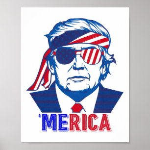 Poster Merica Trump 4 juillet heureux Trump Drapeau améri