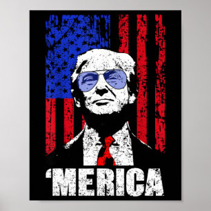 Poster Merica Trump 4 juillet heureux Trump Drapeau améri