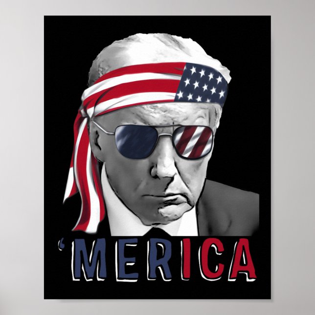 Poster Merica Trump 4 juillet heureux Trump Drapeau améri (Devant)