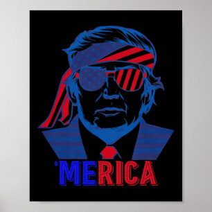 Poster Merica Trump 4 juillet heureux Trump Drapeau améri