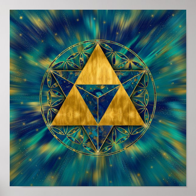 Poster Merkabah à Fleur de vie (Devant)