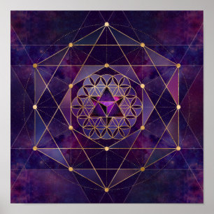 Poster Merkabah en fleur de vie - Géométrie sacrée
