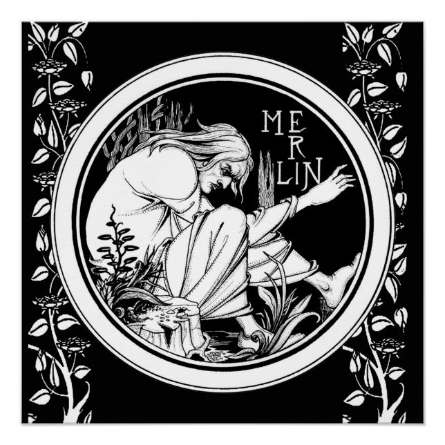 Poster Merlin imaginaire Art Nouveau (Devant)