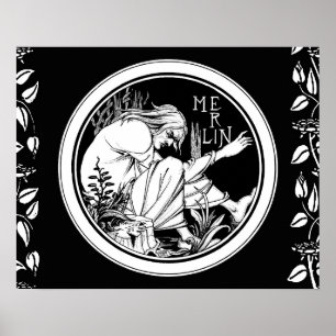 Poster Merlin imaginaire Art Nouveau