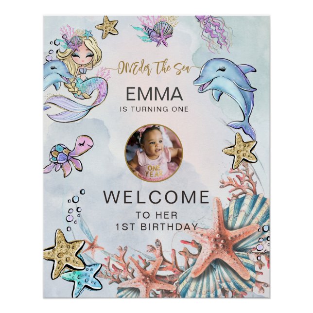 Poster Mermaid 1er anniversaire Photo ONE der La mer Bien (Devant)