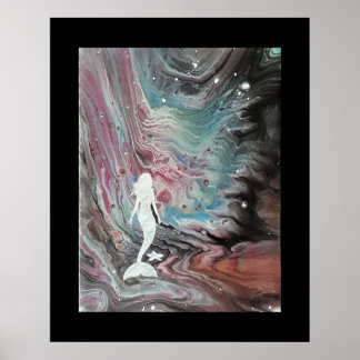 POSTER. Mermaid and starfish at nebula Poster