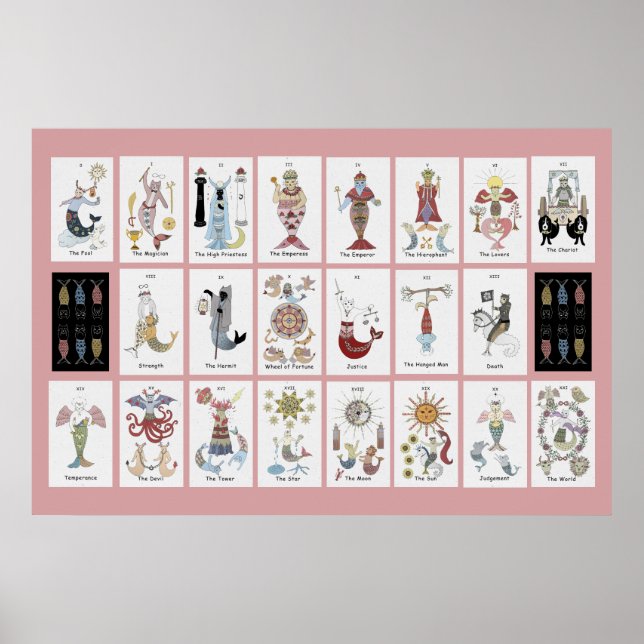 Poster Mermaid chat Tarot Major Arcana (Devant)