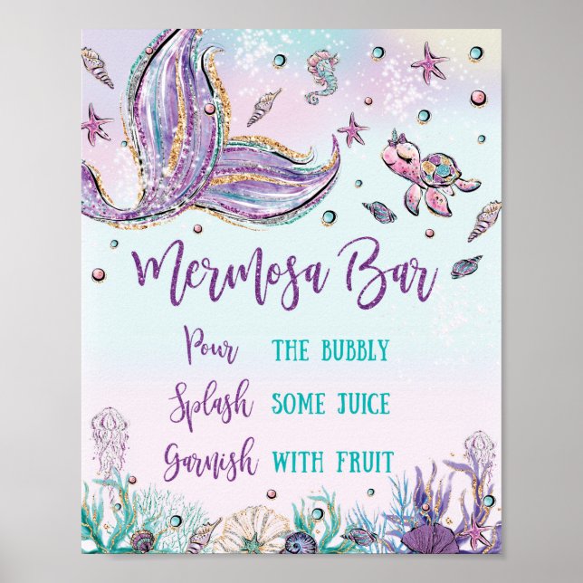 Poster Mermaid Mermosa Bar Fête des mariées bébé (Devant)
