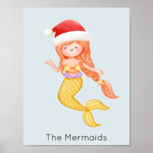 Poster Mermaid Père Noël Noël