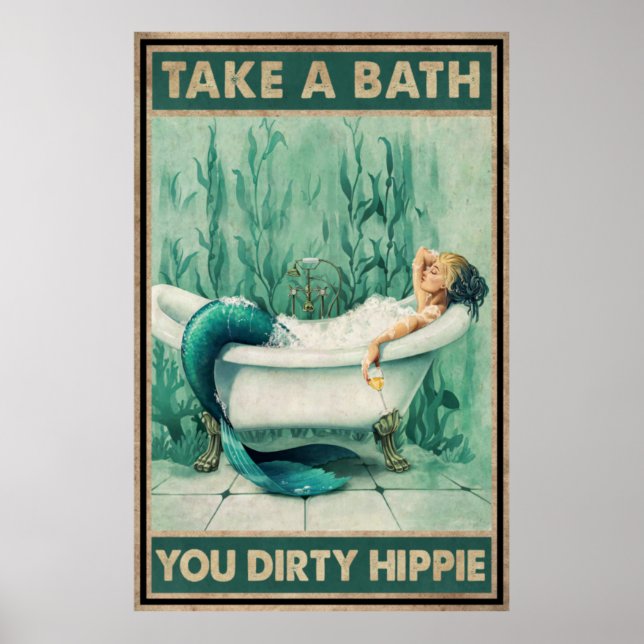 Poster Mermaid Prends Un Bain, Mince Hippie (Devant)