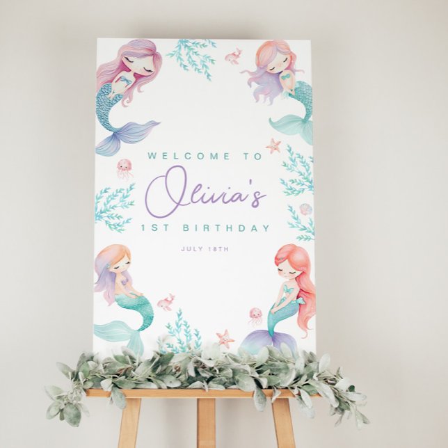 Poster Mermaid Purple et Turquoise Anniversaire (Créateur téléchargé)