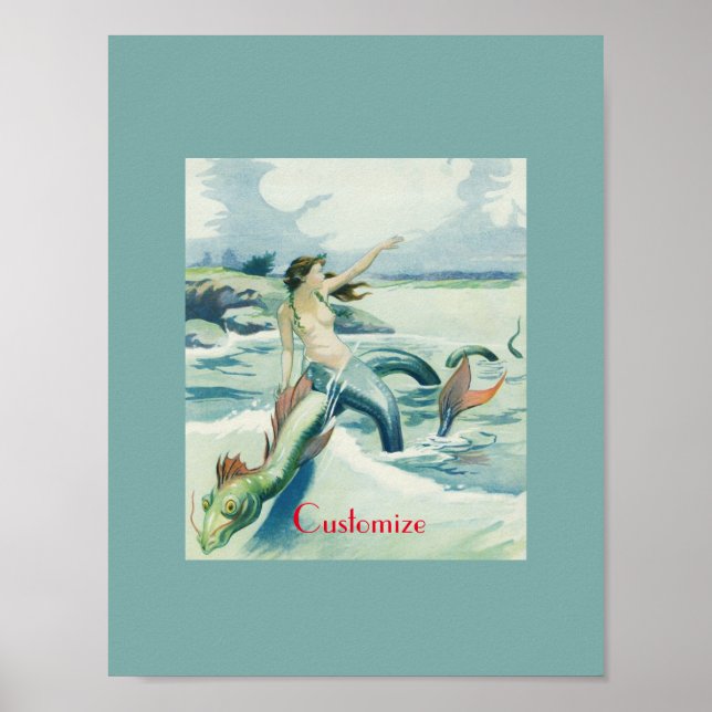 Poster Mermaid Riding Serpent de mer Thunder_Cove (Devant)