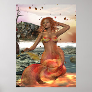 Poster Mermaid Seasonal Series LUCY Autumn Pinup