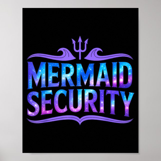 Poster Mermaid Security Funny Dad Father Daughter Birthda (Devant)