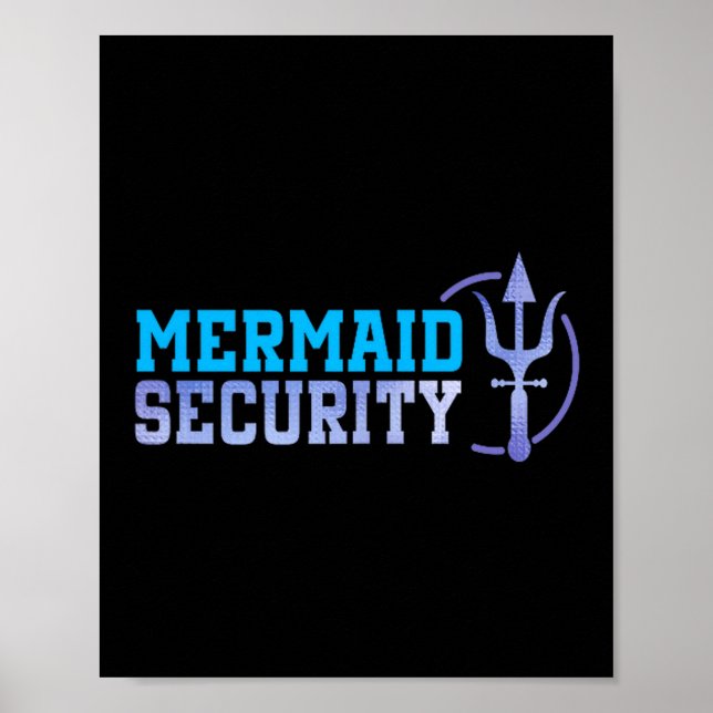 Poster Mermaid Security Halloween Costume Dad Men Boy  (Devant)