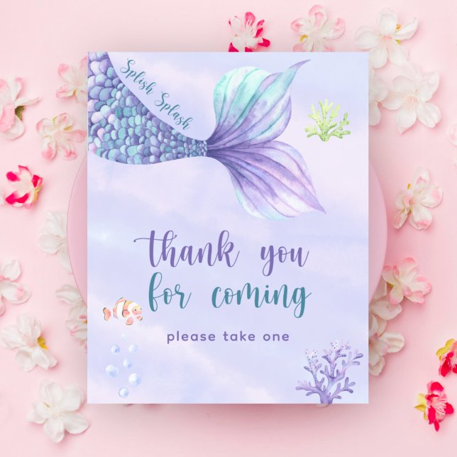 Poster Mermaid Under the Sea Merci pour son arrivée (Créateur téléchargé)