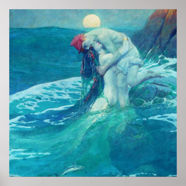 Poster Mermaid Vintage Blue 1 (Devant)