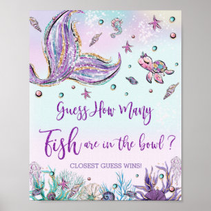 Poster Mermaid Whimsical Devine combien de poissons dans 