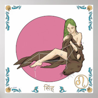 Poster Mermaid Zodiac Print - Leo