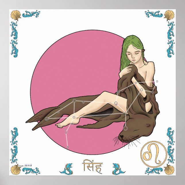 Poster Mermaid Zodiac Print - Leo (Devant)
