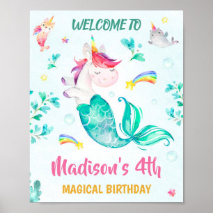 Poster Mermicorn signe de fête de bienvenue Symbole d'ann