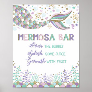 Poster Mermosa Bar Sirène Mimosa Bar Baby shower des sign