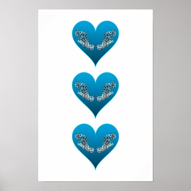 Poster Mérou - Cœurs bleus, disposés verticalement |  (Devant)