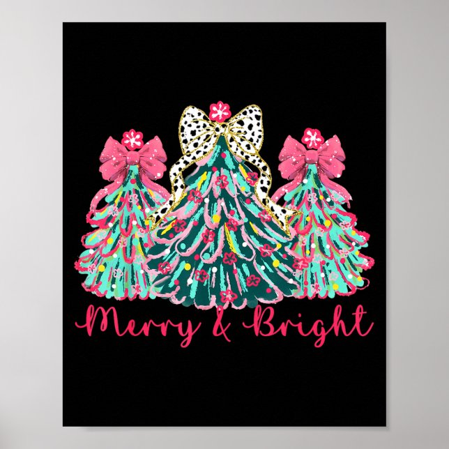 Poster Merry And Bright Christmas Tree Xmas Tree Family H (Devant)