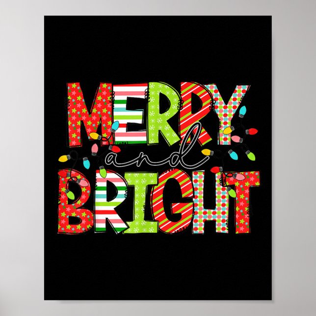 Poster Merry And Bright Christmas Women Girls Kids Toddle (Devant)