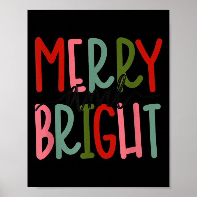 Poster Merry And Bright Christmas Women Girls Kids Toddle (Devant)