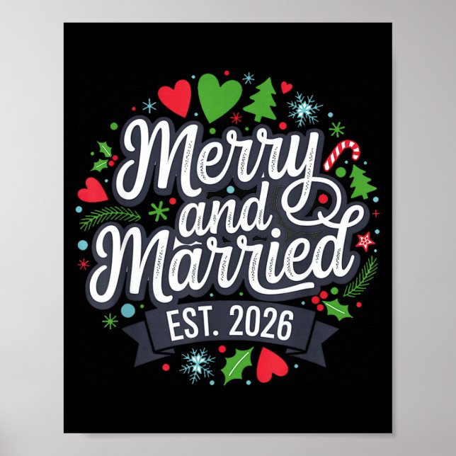 Poster Merry And Married 2026 - Matching Couple Christmas (Devant)