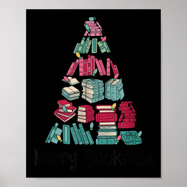 Poster Merry Bookmas Books Ne Tree Funny Reading Lover Ch (Devant)