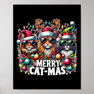 Poster Merry Catmas Cat-mas Crew Christmas Fun Cats