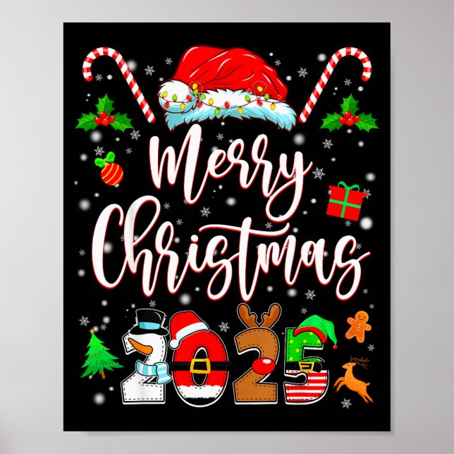 Poster Merry Christmas 2025 Family Matching Pajamas Xmas  (Devant)
