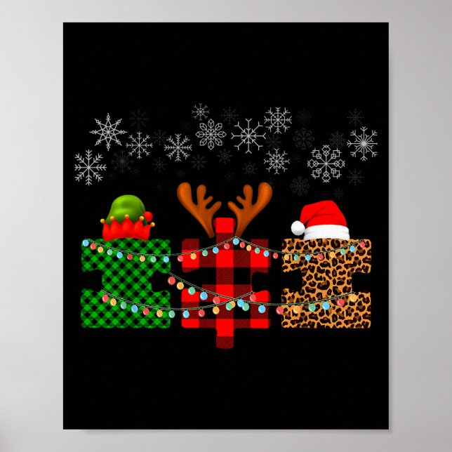 Poster Merry Christmas And Snowflakes Autism Merry Christ (Devant)