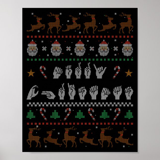 Poster Merry Christmas Asl Sign Language Deaf Pride Sped  (Devant)