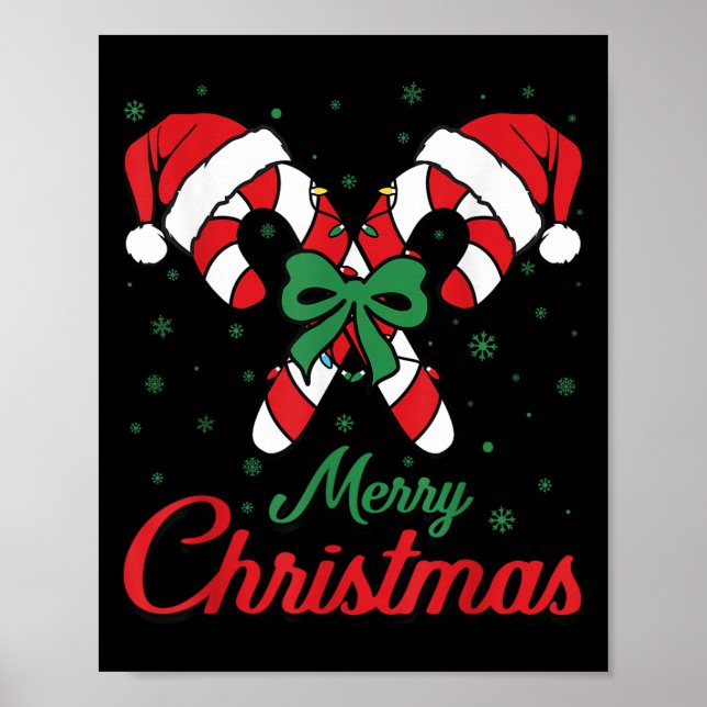 Poster Merry Christmas Candy Cane Xmas Lights Toddlers Me (Devant)