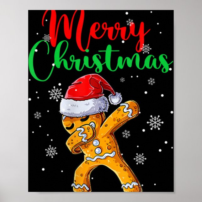Poster Merry Christmas Dab Gingerbread Xmas Christmas Coo (Devant)