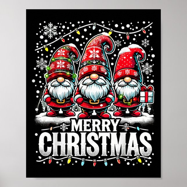Poster Merry Christmas Gnome Funny Family Christmas  (Devant)