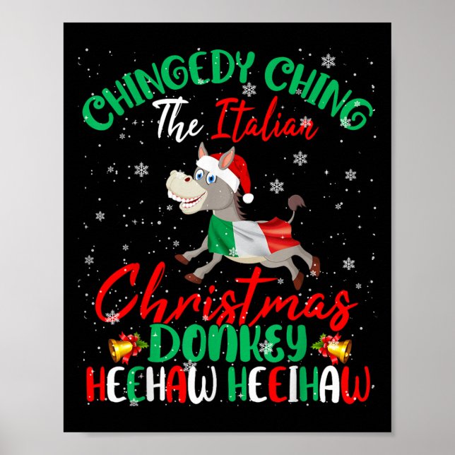 Poster Merry Christmas Italian Funny Italian Santa Heehaw (Devant)