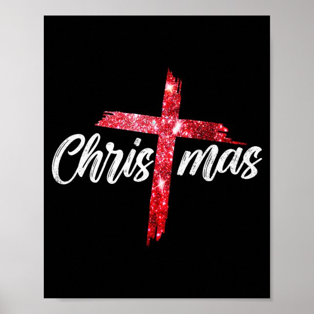 Poster Merry Christmas Jesus Christian Cross Xmas Pajamas (Devant)